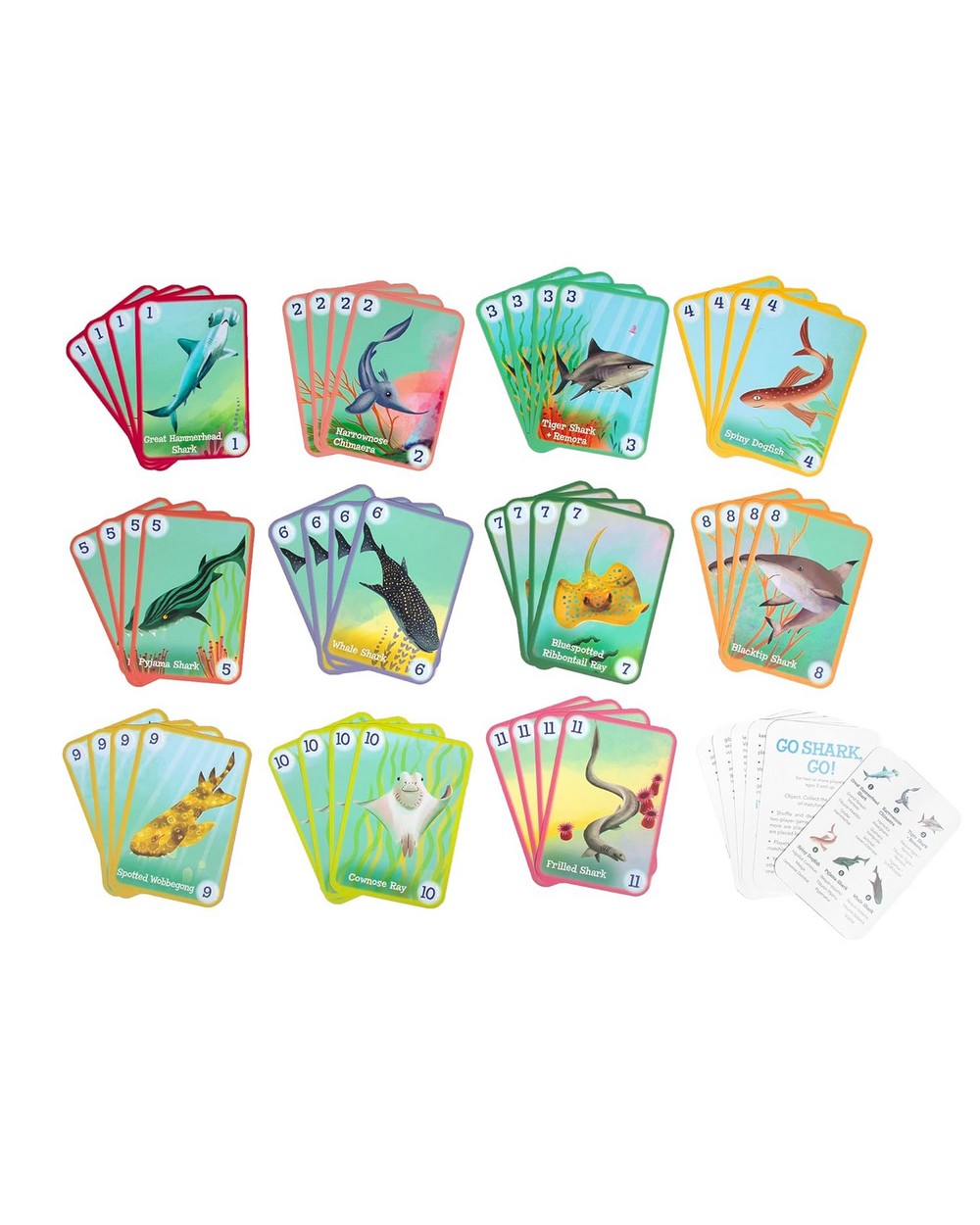 eeBoo Go Shark Go! Playing Cards – Fun Family Card Game, Educational, Kids & Adults, Shark-Themed Deck
