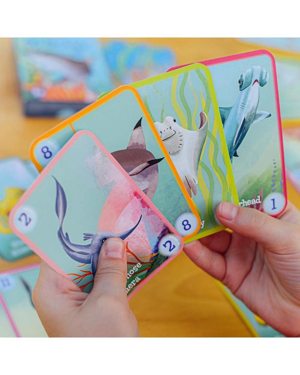 eeBoo Go Shark Go! Playing Cards – Fun Family Card Game, Educational, Kids & Adults, Shark-Themed Deck