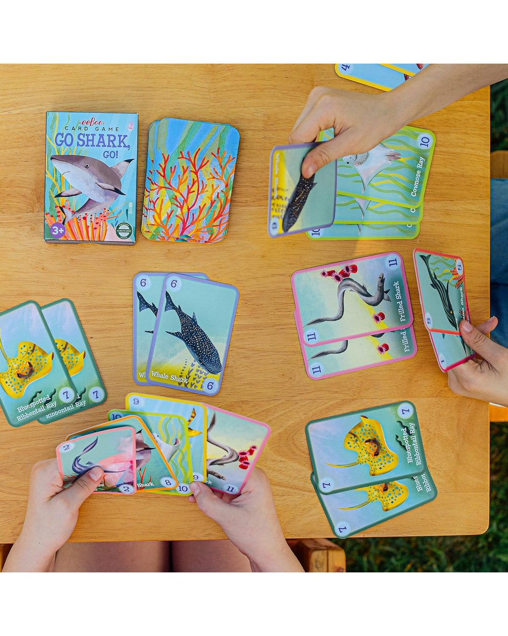 eeBoo Go Shark Go! Playing Cards – Fun Family Card Game, Educational, Kids & Adults, Shark-Themed Deck