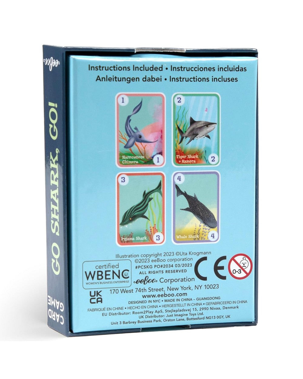 eeBoo Go Shark Go! Playing Cards – Fun Family Card Game, Educational, Kids & Adults, Shark-Themed Deck