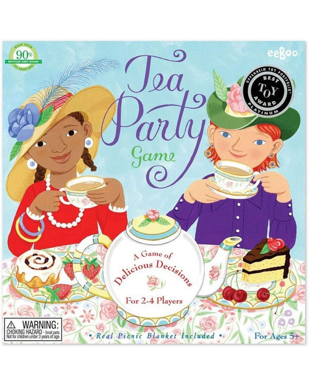 eeBoo Tea Party Spinner Game – Fun Family Game, Kids' Educational Game, Tea Party-Themed, Interactive Play for 2-4 Players