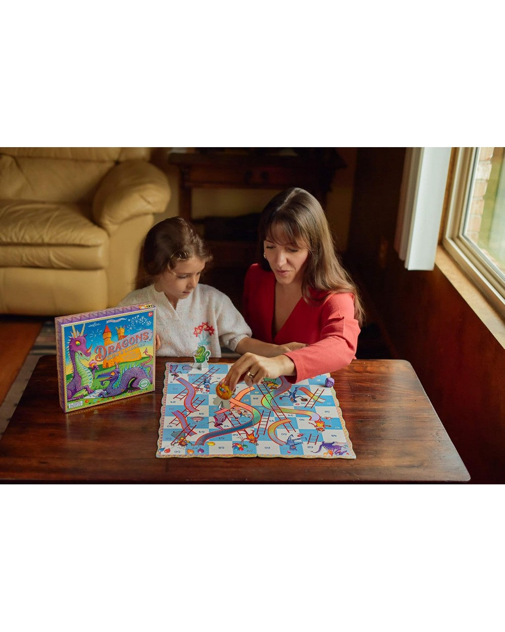 eeBoo Dragons Slips & Ladders Board Game – Fun Family Game, Kids' Educational Game, Dragon-Themed, 2-4 Players