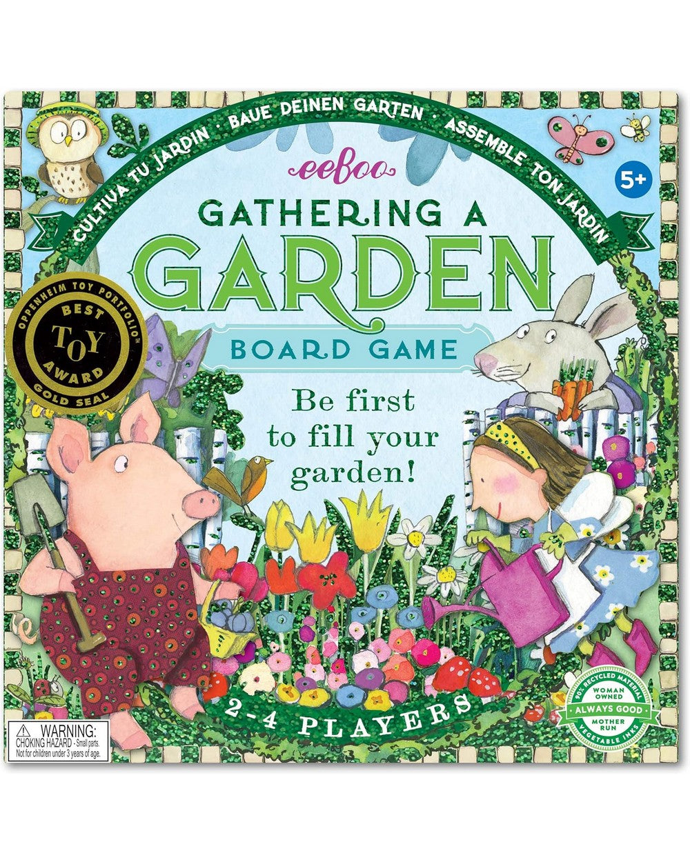 eeBoo Gathering a Garden Foil Board Game – Fun Family Game, Educational for Kids, Nature-Themed, Interactive Play for 2-4 Players