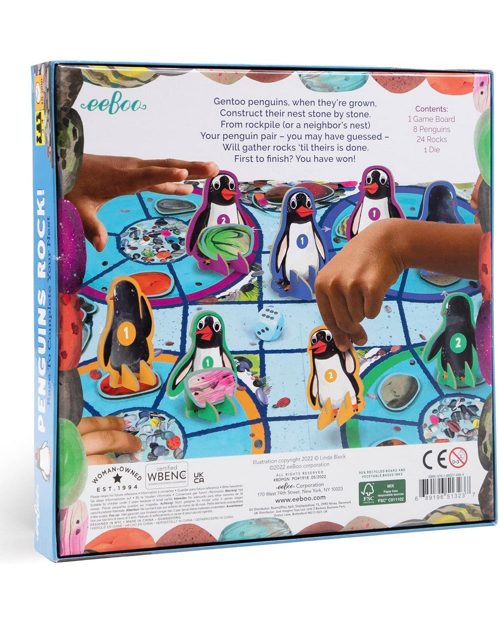 eeBoo Penguins Rock! Board Game – Fun Family Game, Educational for Kids, Penguin-Themed, Interactive Play for 2-4 Players