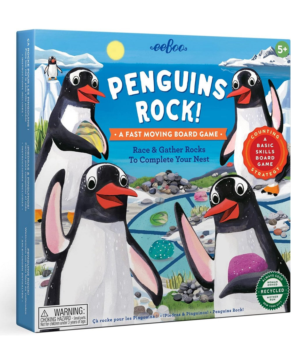 eeBoo Penguins Rock! Board Game – Fun Family Game, Educational for Kids, Penguin-Themed, Interactive Play for 2-4 Players