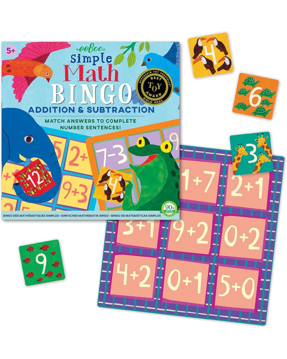 eeBoo Simple Math Bingo – Educational Family Game, Fun Math Learning for Kids, Interactive Play, Math Skills Development