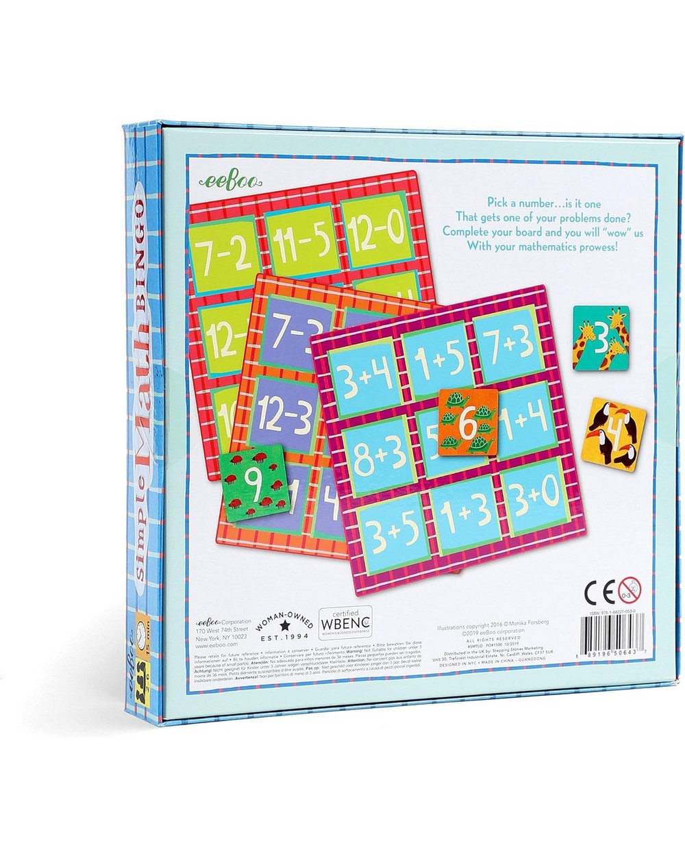 eeBoo Simple Math Bingo – Educational Family Game, Fun Math Learning for Kids, Interactive Play, Math Skills Development