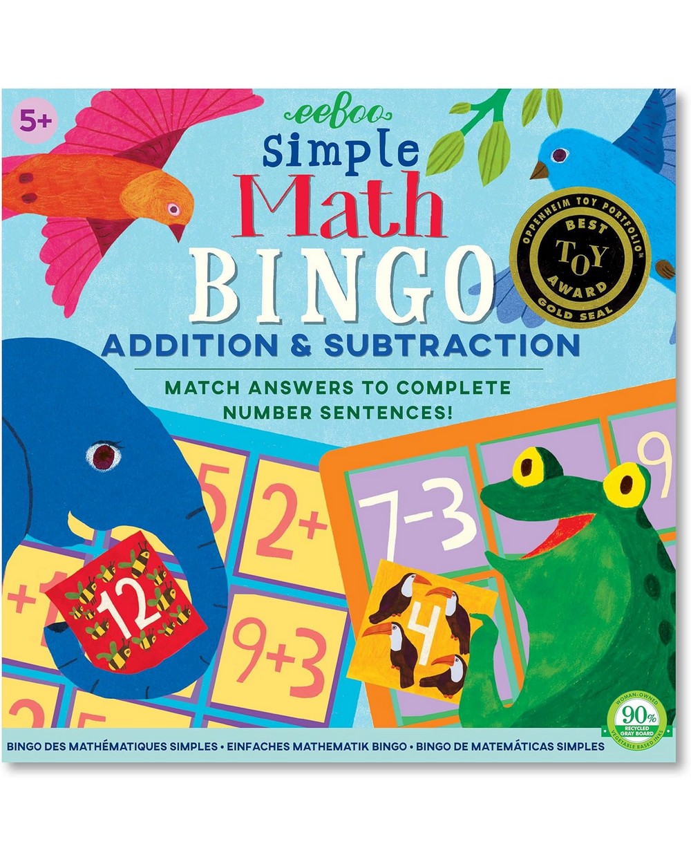 eeBoo Simple Math Bingo – Educational Family Game, Fun Math Learning for Kids, Interactive Play, Math Skills Development