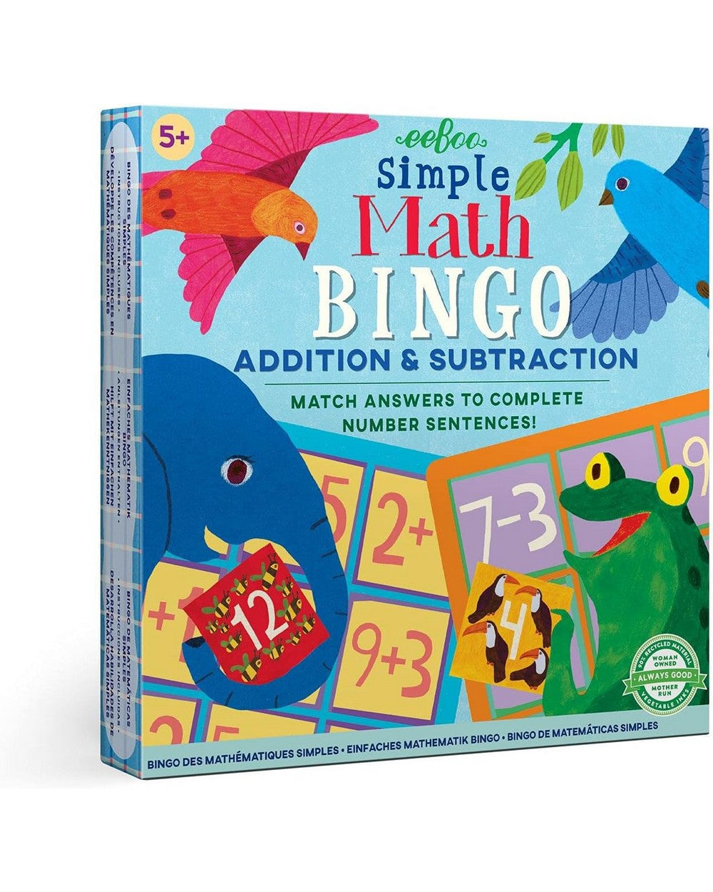 eeBoo Simple Math Bingo – Educational Family Game, Fun Math Learning for Kids, Interactive Play, Math Skills Development