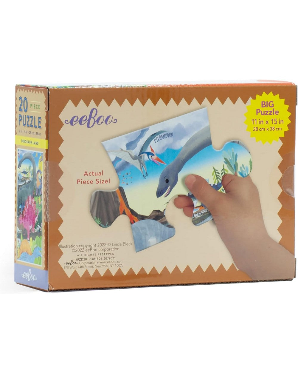eeBoo Dinosaur Land 20-Piece Puzzle – Fun Educational Puzzle for Kids, Dinosaur-Themed, Colorful and Engaging Designs