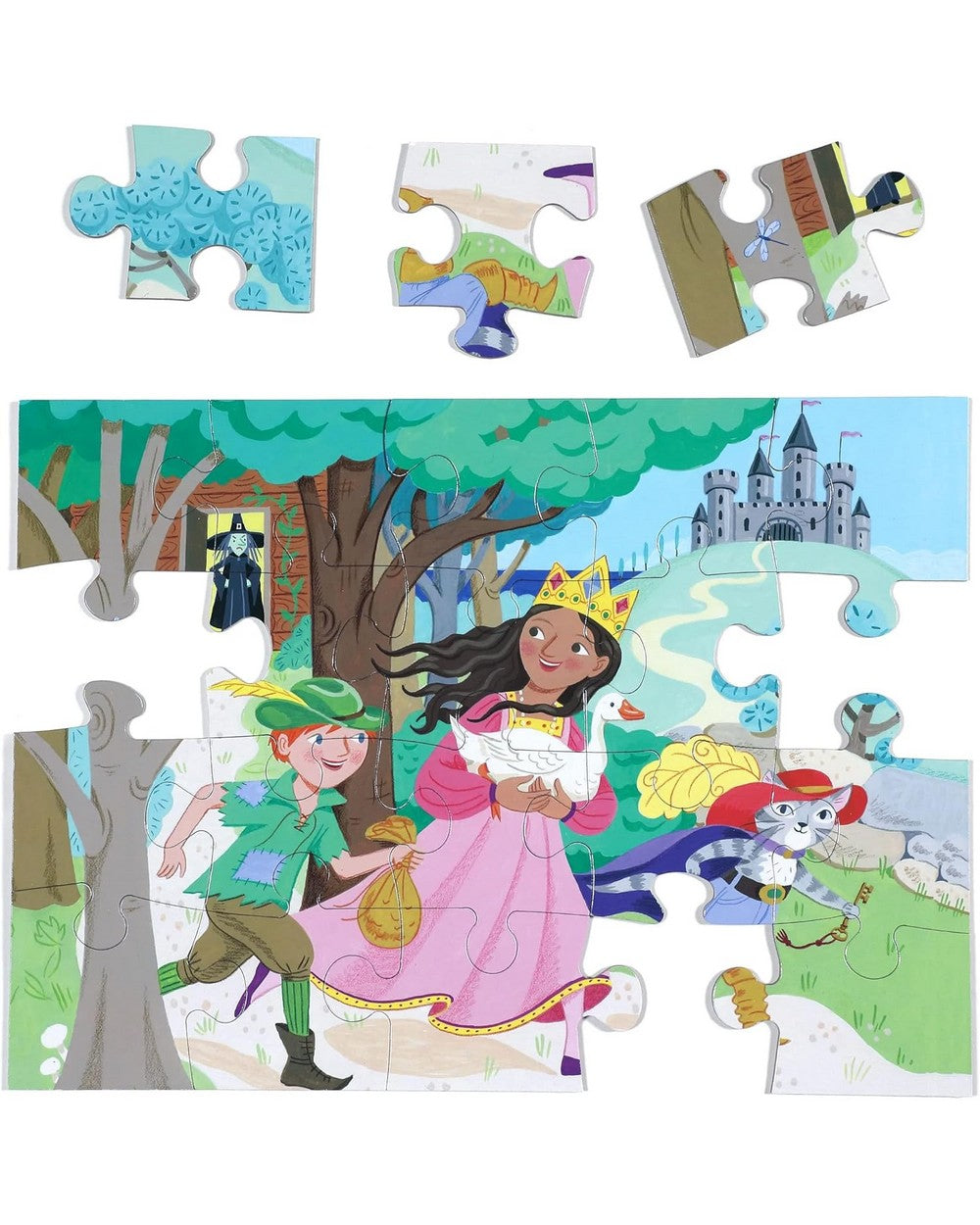 eeBoo Princess Adventure 20-Piece Big Puzzle – Fun and Educational Puzzle for Kids, Colorful Princess-Themed Designs