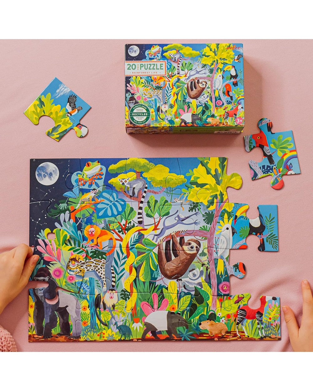 eeBoo Rainforest Life 20-Piece Puzzle – Fun and Educational Puzzle for Kids, Colorful Rainforest-Themed Designs