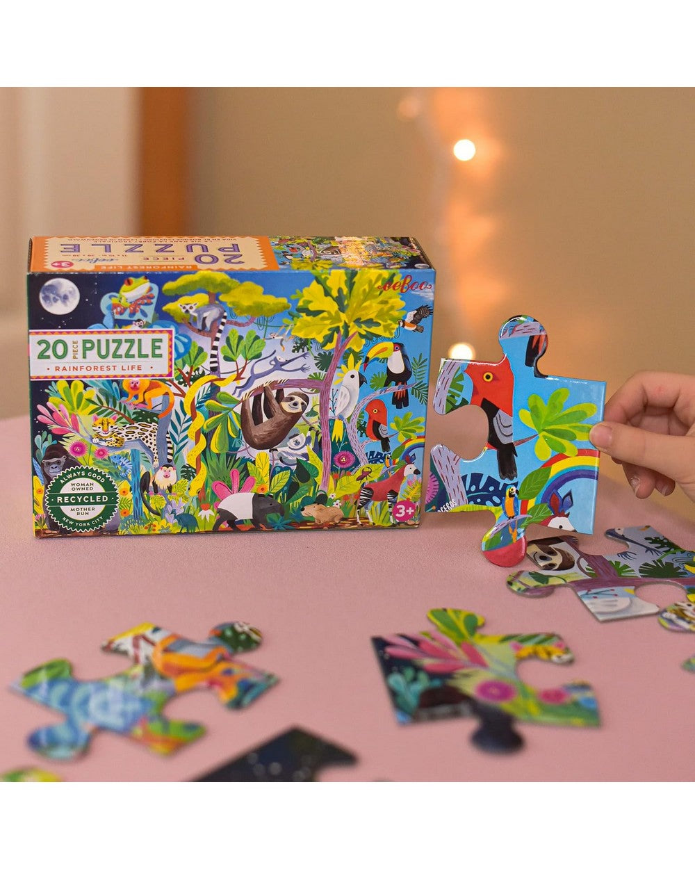 eeBoo Rainforest Life 20-Piece Puzzle – Fun and Educational Puzzle for Kids, Colorful Rainforest-Themed Designs