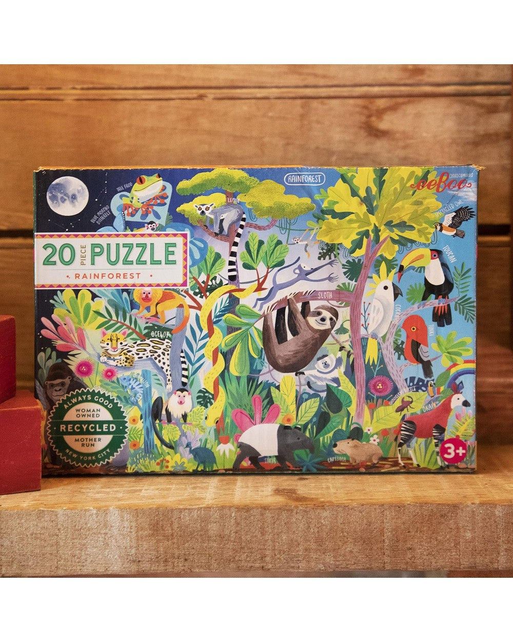 eeBoo Rainforest Life 20-Piece Puzzle – Fun and Educational Puzzle for Kids, Colorful Rainforest-Themed Designs