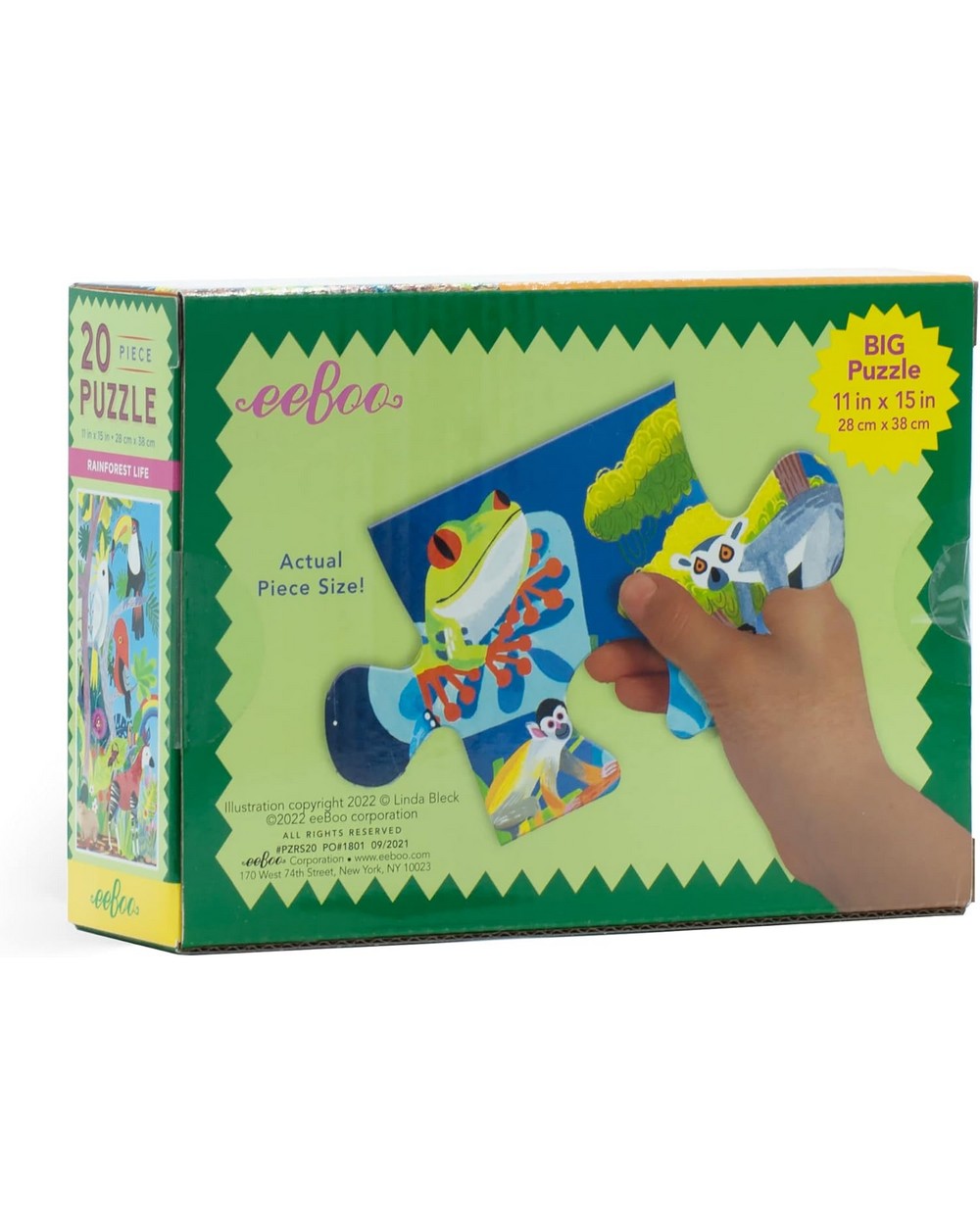 eeBoo Rainforest Life 20-Piece Puzzle – Fun and Educational Puzzle for Kids, Colorful Rainforest-Themed Designs