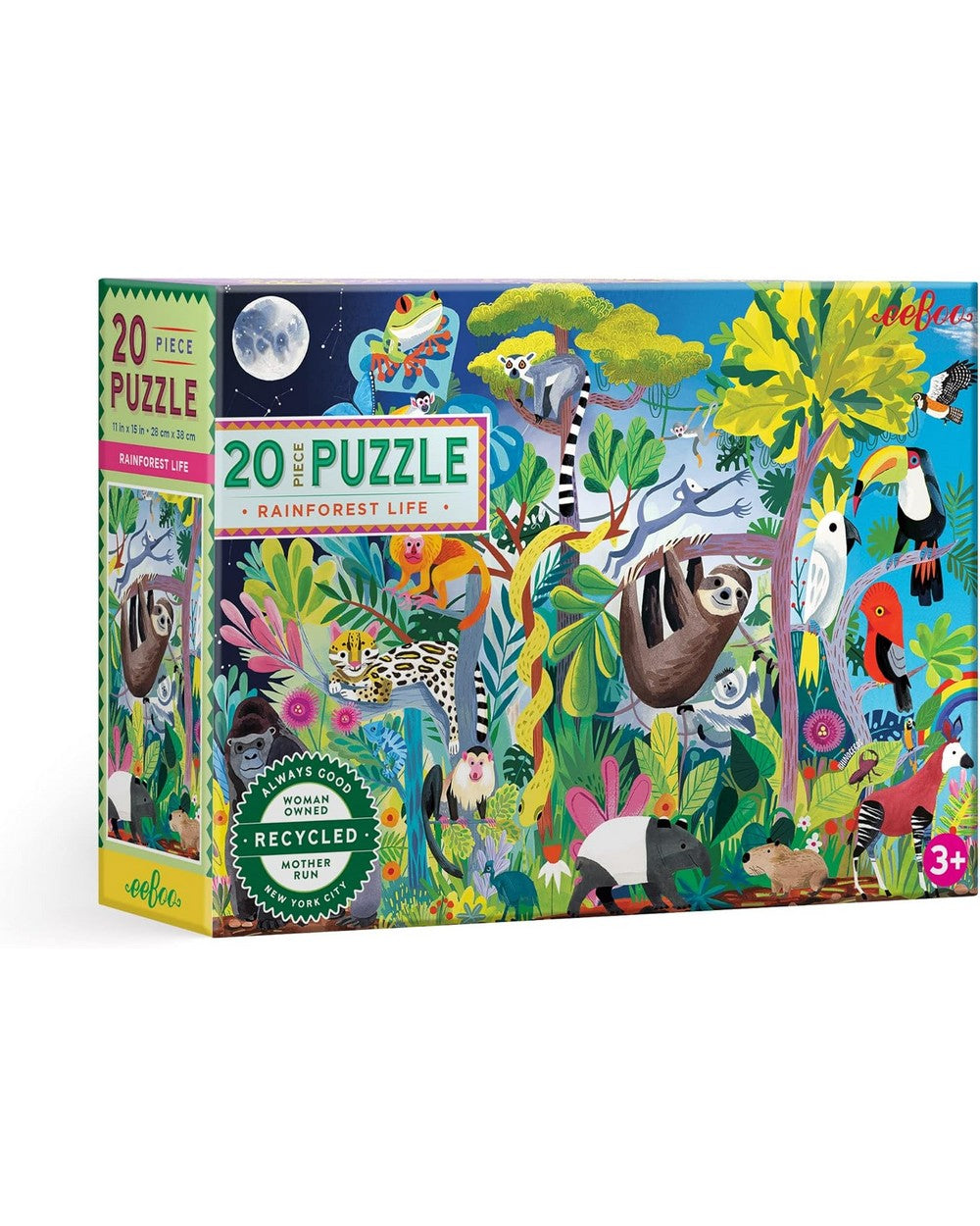 eeBoo Rainforest Life 20-Piece Puzzle – Fun and Educational Puzzle for Kids, Colorful Rainforest-Themed Designs