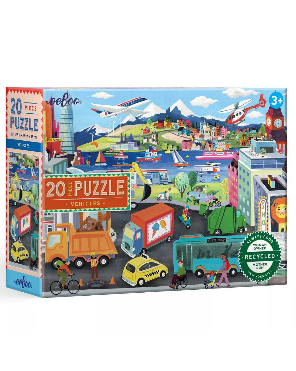 eeBoo Vehicles 20-Piece Puzzle – Fun Educational Puzzle for Kids, Colorful Vehicle-Themed Designs, Perfect for Early Learners