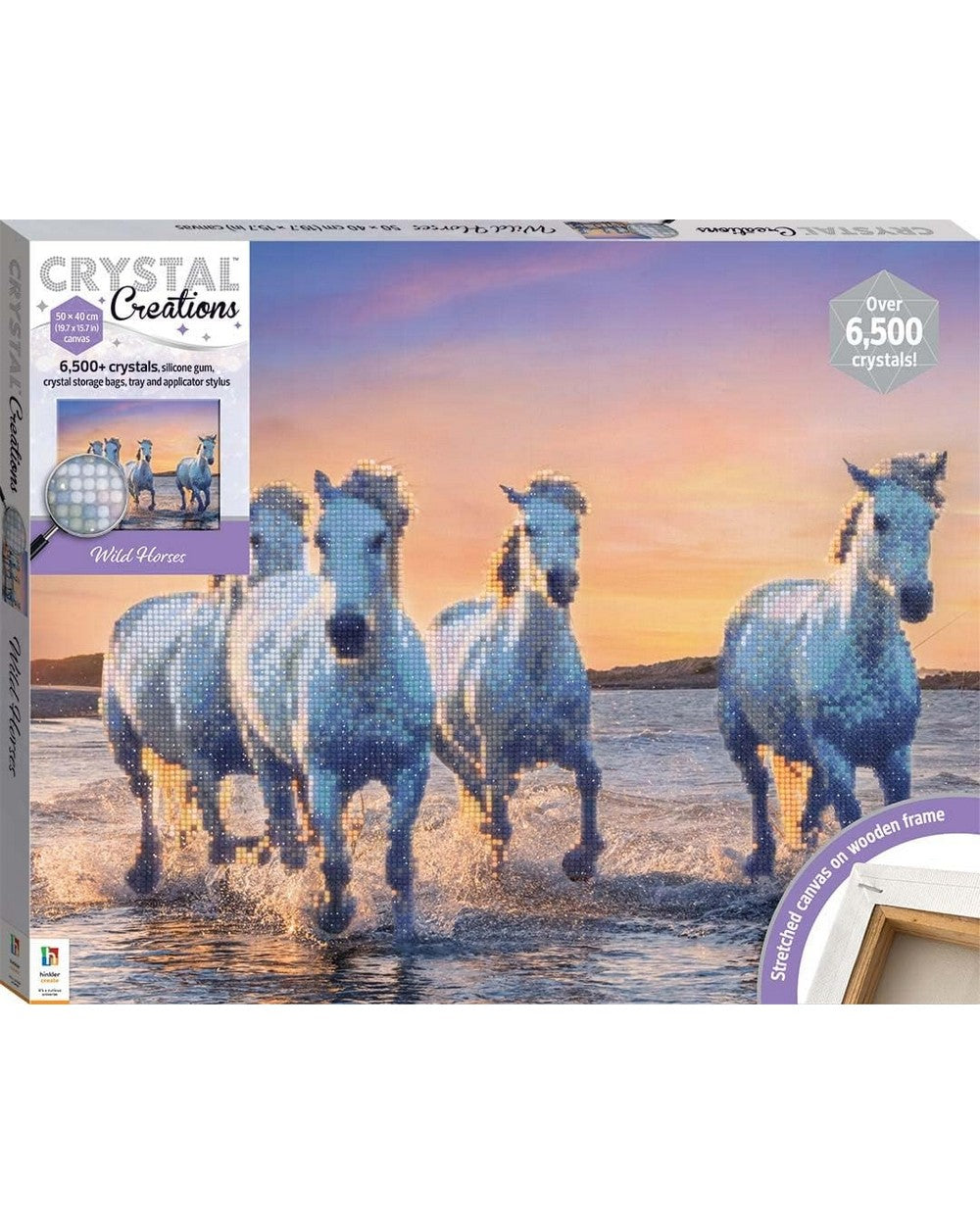 Hinkler Crystal Creations, Canvas Wild Horses, DIY Crystal Art Kit, Creative Craft Activity, Kids Art Supplies