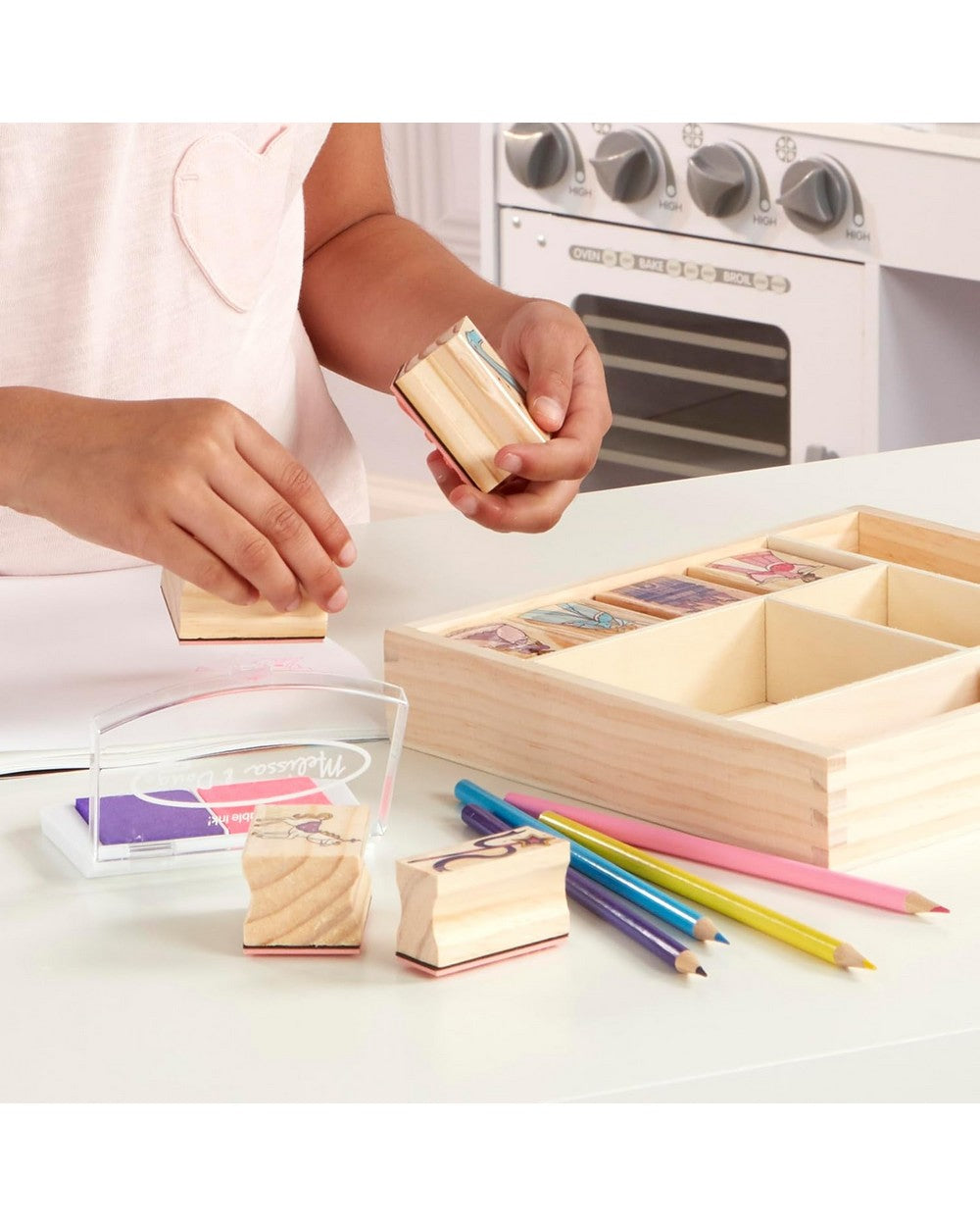 Melissa & Doug Wooden Princess Stamp Set, Kids Craft Kit, Fun Stamping Activity, Creative Princess Designs, Art Supplies