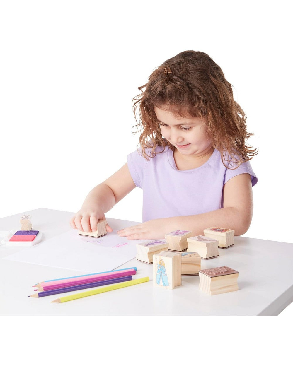 Melissa & Doug Wooden Princess Stamp Set, Kids Craft Kit, Fun Stamping Activity, Creative Princess Designs, Art Supplies