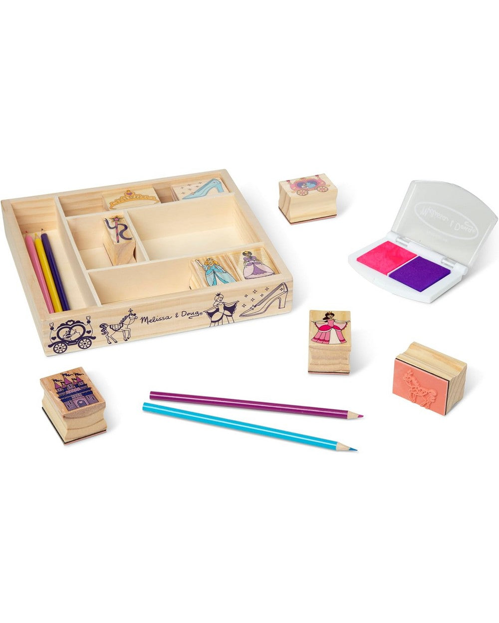Melissa & Doug Wooden Princess Stamp Set, Kids Craft Kit, Fun Stamping Activity, Creative Princess Designs, Art Supplies