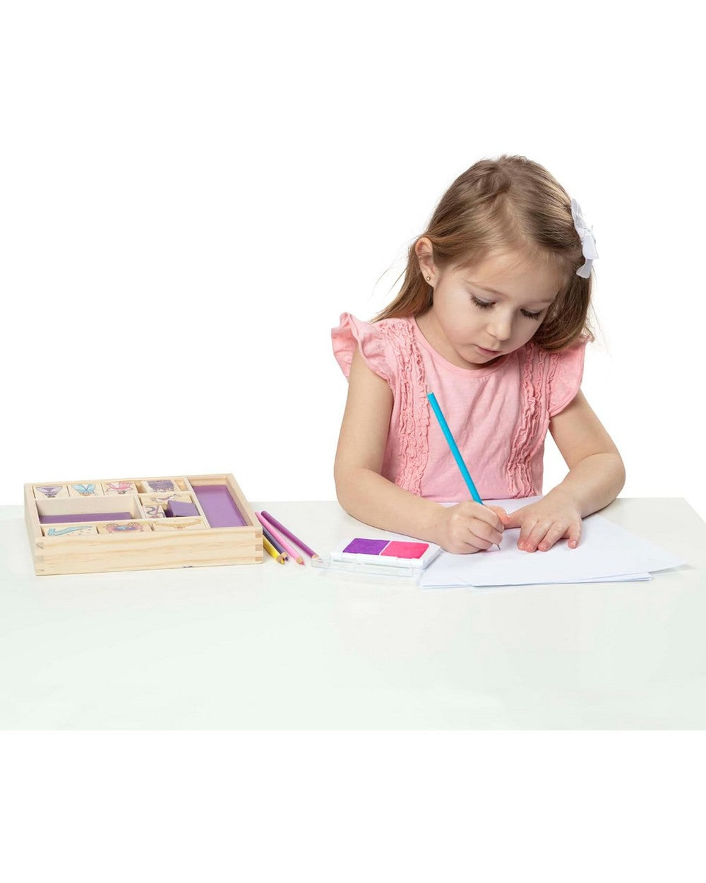 Melissa & Doug Wooden Princess Stamp Set, Kids Craft Kit, Fun Stamping Activity, Creative Princess Designs, Art Supplies