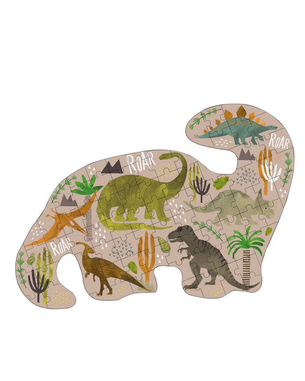 Floss & Rock Dino 80-Piece Dino Shaped Jigsaw Puzzle – Dinosaur Puzzle, Kids Toy, Educational Game, Fun Gift