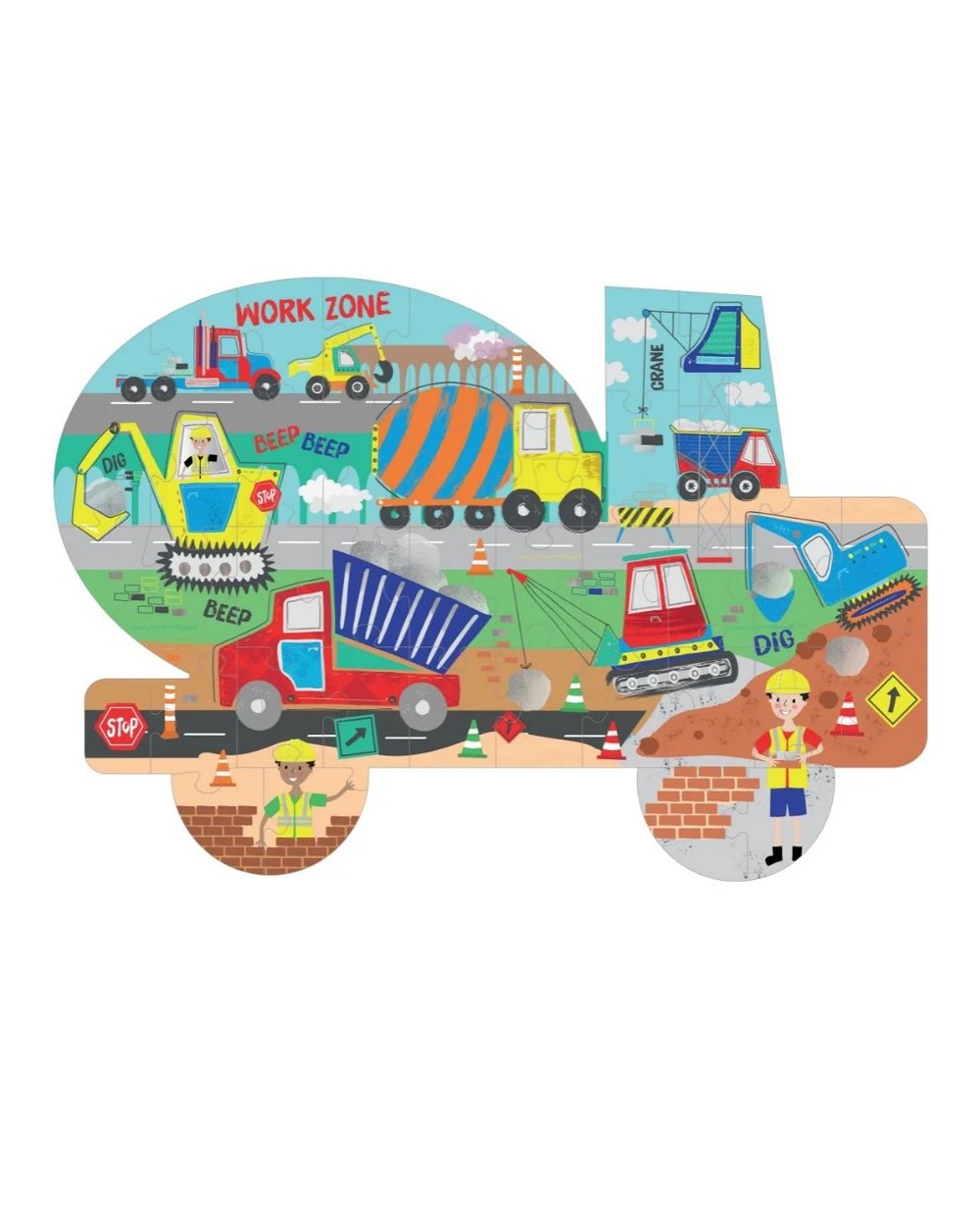 Floss & Rock Construction Truck 40-Piece Jigsaw Puzzle – Truck Puzzle, Kids Toy, Fun Learning Activity, Construction Gift