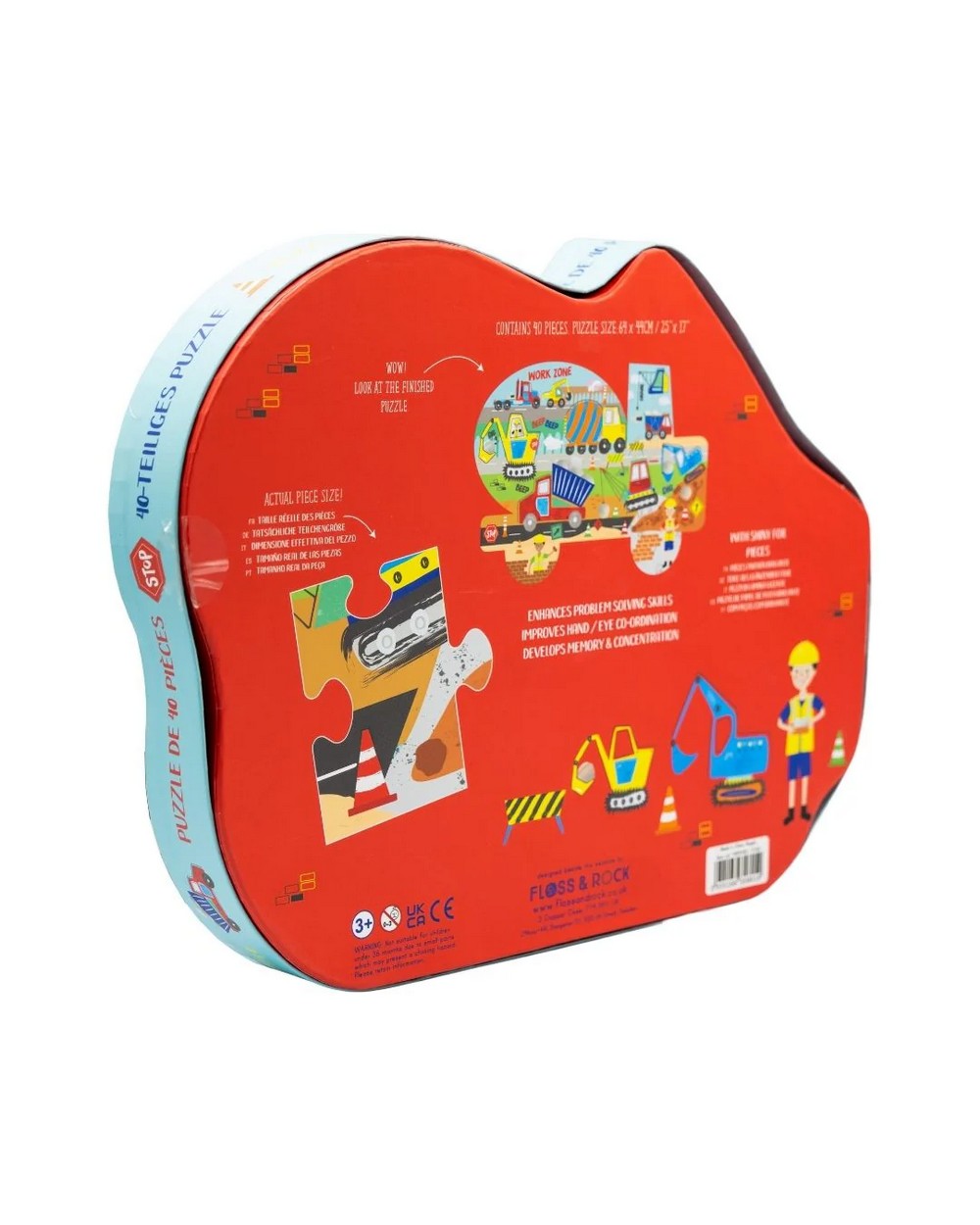 Floss & Rock Construction Truck 40-Piece Jigsaw Puzzle – Truck Puzzle, Kids Toy, Fun Learning Activity, Construction Gift