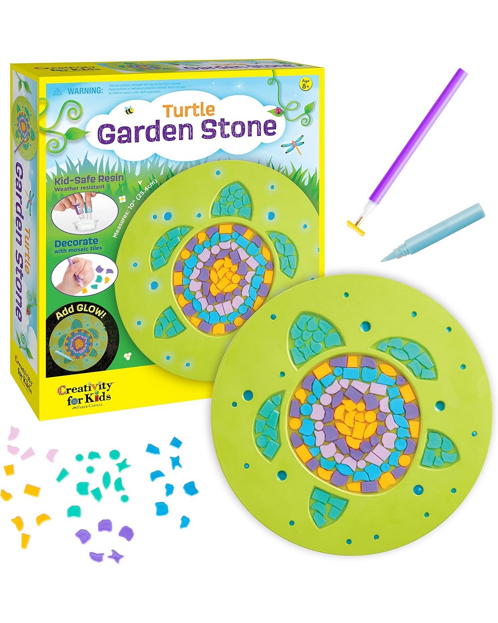 Creativity for Kids Turtle Garden Stone – DIY Craft Kit for Kids, Paint and Decorate a Turtle-Themed Garden Stone, Outdoor Decor