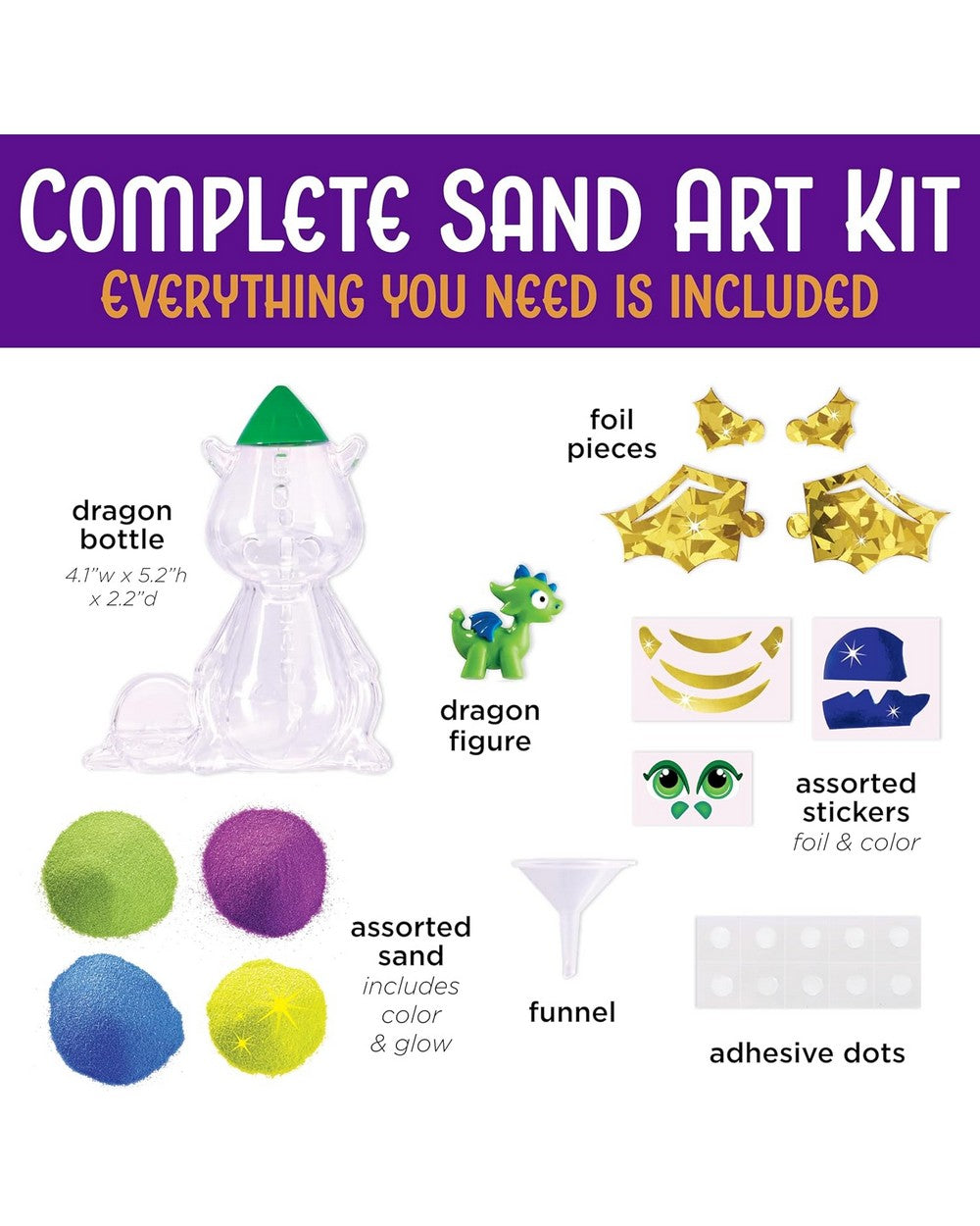 Creativity for Kids Glow in the Dark Sand Art Dragon – DIY Craft Kit for Kids, Create and Decorate a Dragon-Themed Sand Art Masterpiece