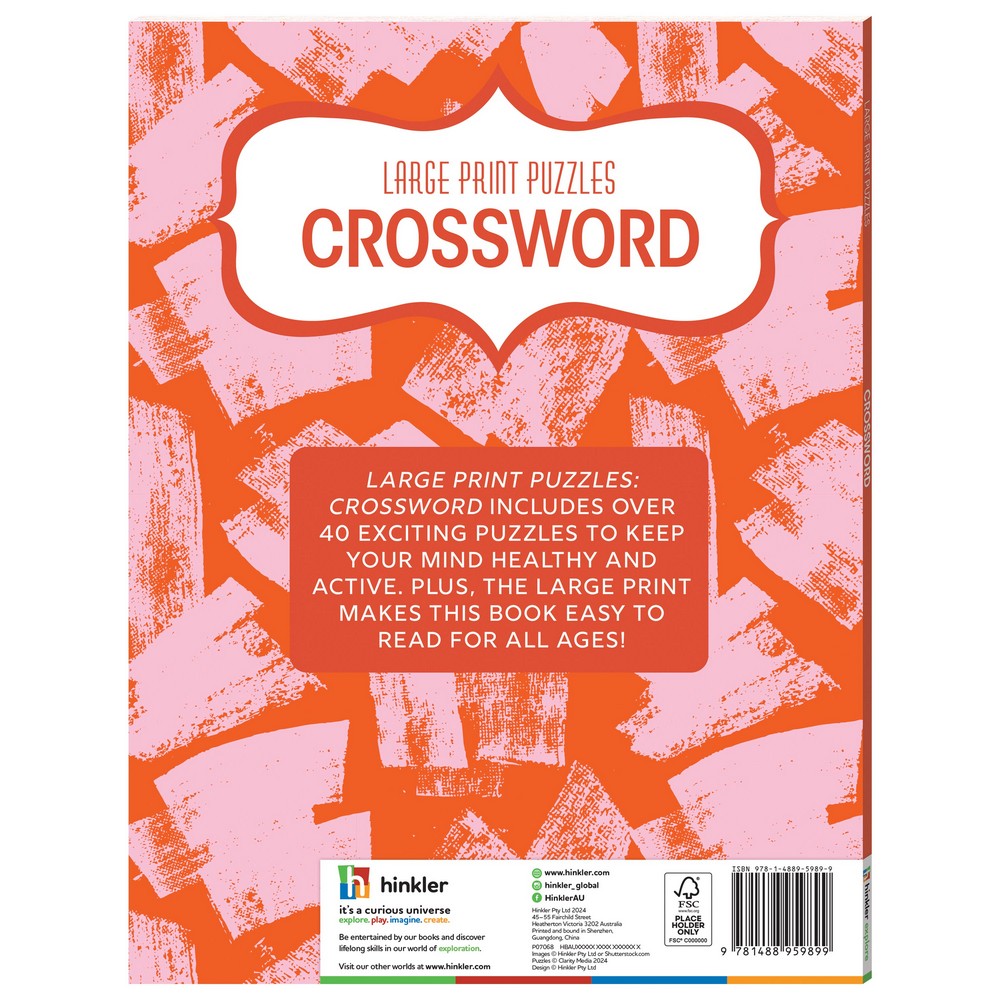 Hinkler Large Print Puzzles – Crosswords Edition, Easy-to-Read Crossword Puzzle Book for Adults, Includes Challenging Puzzles and Solutions
