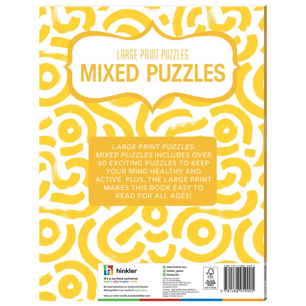 Hinkler Large Print Puzzles – Mixed Puzzles Edition, Includes a Variety of Puzzles (Crosswords, Word Search, Sudoku), Fun and Stimulating Brain Exercise