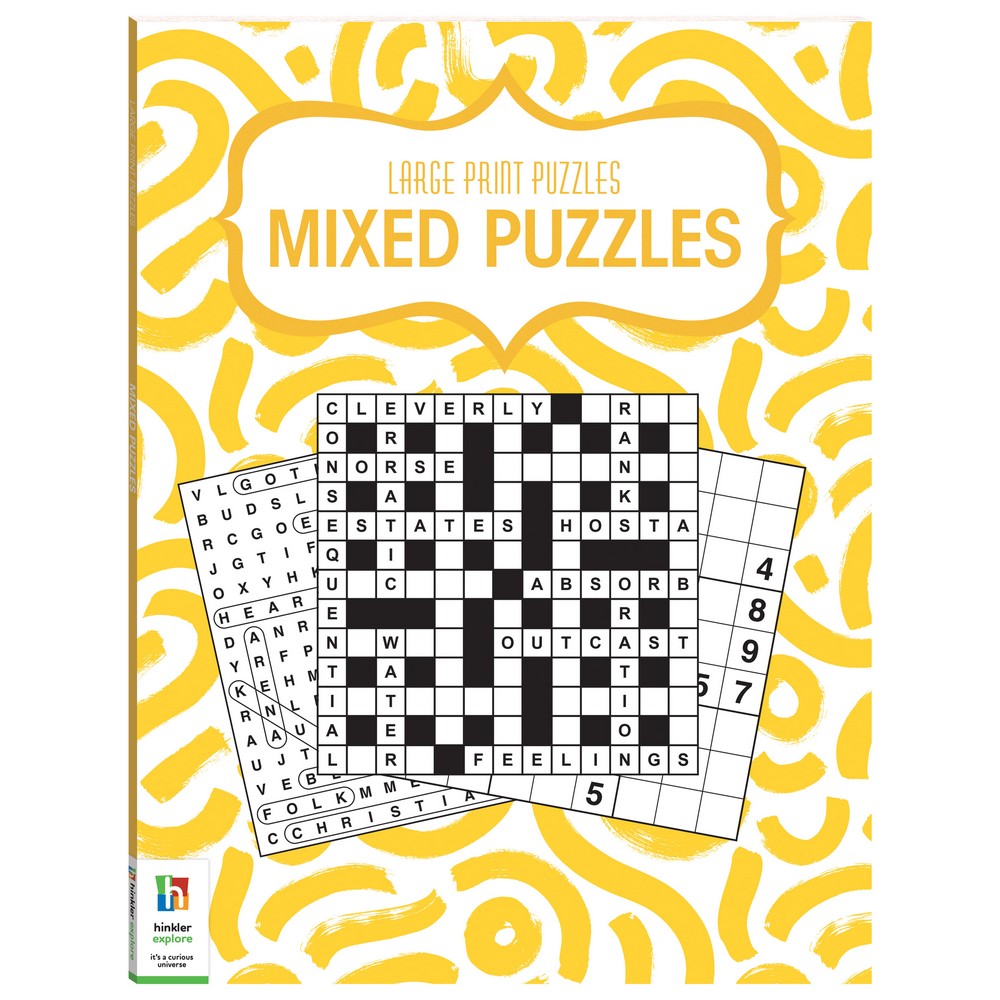 Hinkler Large Print Puzzles – Mixed Puzzles Edition, Includes a Variety of Puzzles (Crosswords, Word Search, Sudoku), Fun and Stimulating Brain Exercise