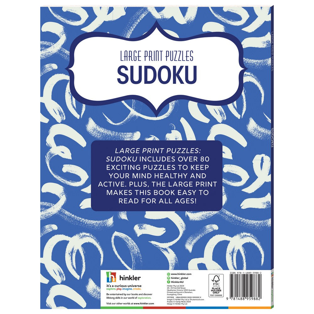 Hinkler Large Print Puzzles – Sudoku Edition, Easy-to-Read Sudoku Puzzle Book for Adults, Includes Challenging Sudoku Puzzles, Fun Brain Exercise