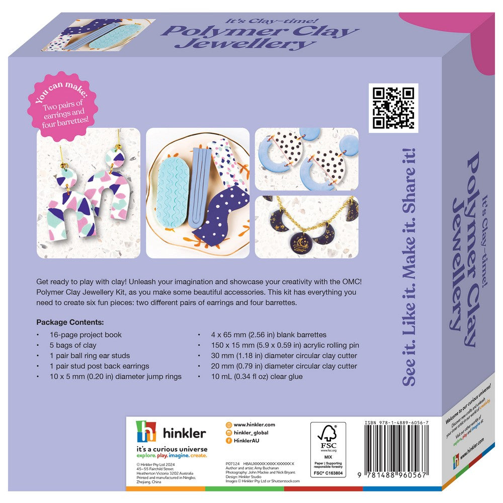 Hinkler OMC Polymer Clay Jewellery Kit – DIY Craft Set for Earrings, Necklaces, Bracelets, Includes Clay, Tools, and Accessories