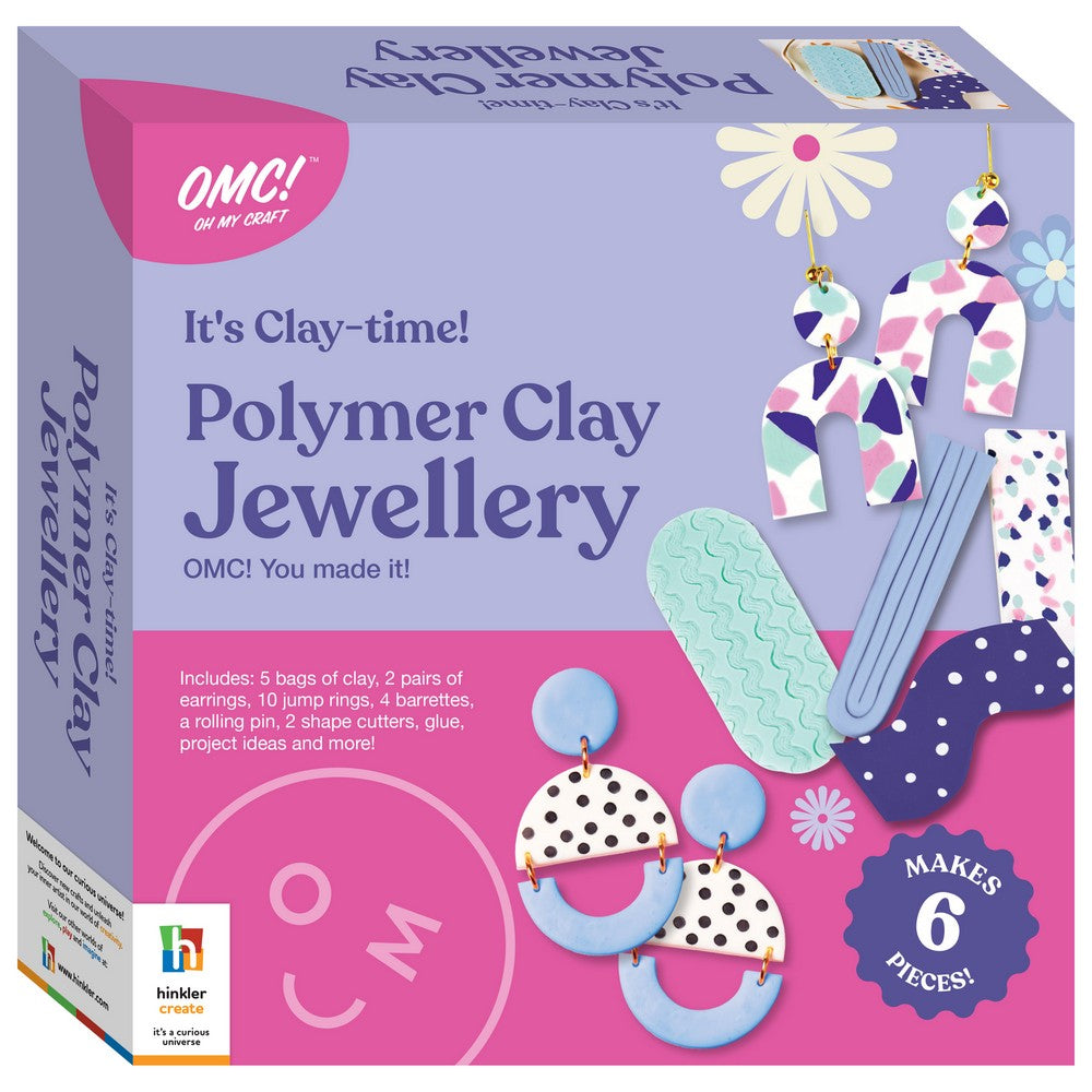 Hinkler OMC Polymer Clay Jewellery Kit – DIY Craft Set for Earrings, Necklaces, Bracelets, Includes Clay, Tools, and Accessories
