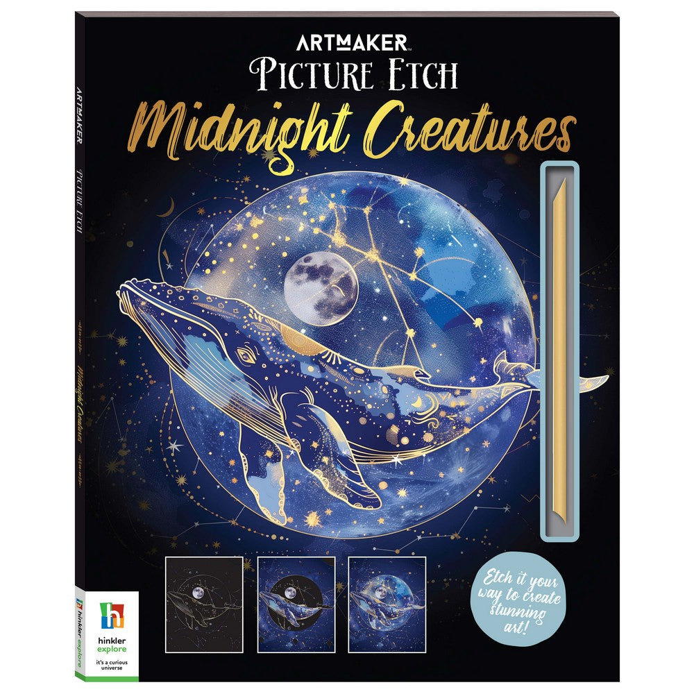 Hinkler Picture Etch Midnight Creatures – DIY Etching Art Kit, Create Stunning Animal Designs, Perfect for Craft Lovers