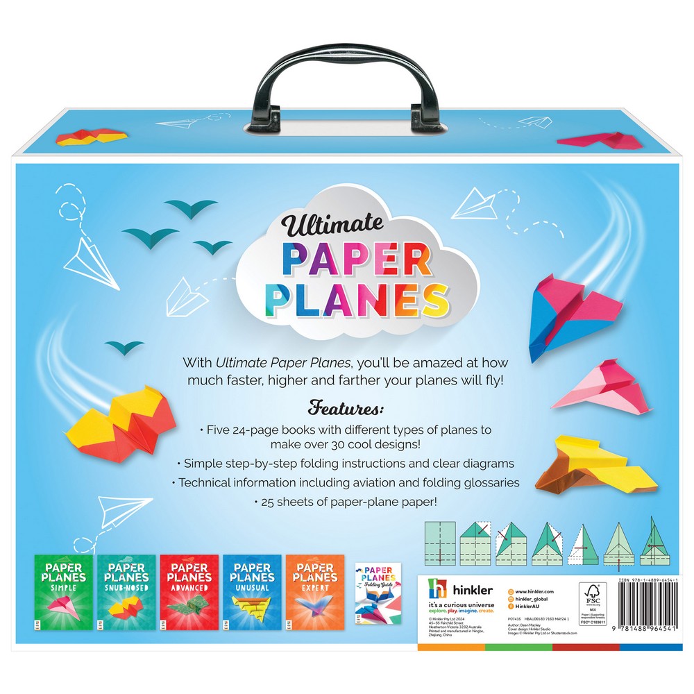 Hinkler Ultimate Paper Planes Activity Case – DIY Paper Folding Kit, Includes Colorful Paper, Instructions, and Fun Plane Designs