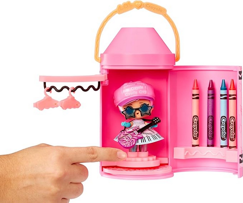 Crayola LOL Color Me Studio with 4 Crayons, Dolls, Paper Dresses for Kids, Art Studio Playset in Crayon Capsule Packaging