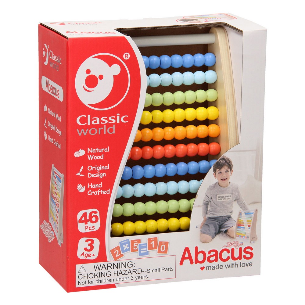 Classic World Abacus - Wooden Counting and Math Toy for Kids, Number Recognition, Addition & Subtraction Practice, Preschool Activity