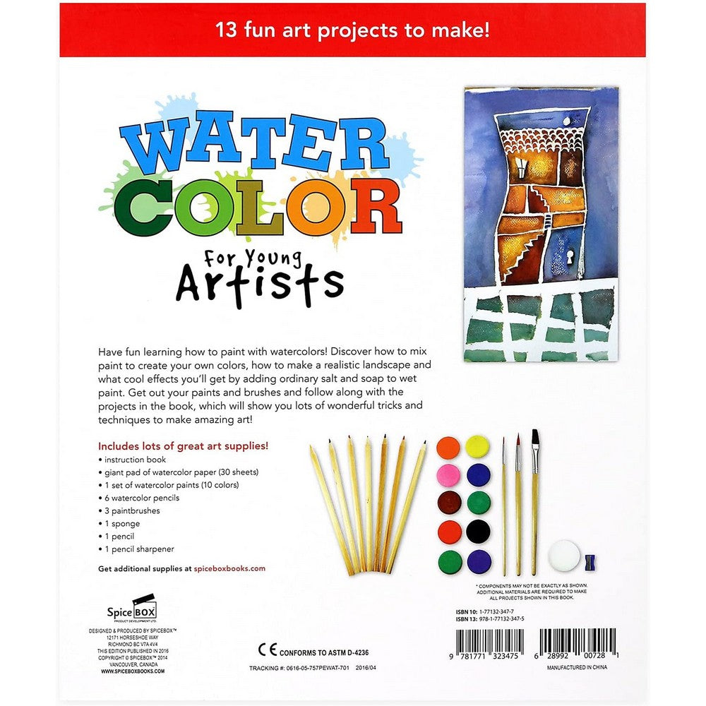 SpiceBox Watercolor for Kids – Creative Art Set with Paints, Brushes & Paper for Painting and Drawing