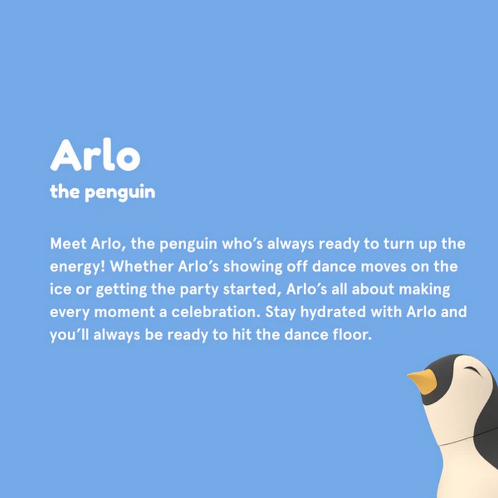 Asobu Penguin Bestie Bottle 16oz – Stainless Steel Kids Water Bottle, Cute Penguin Design, Leak-Proof, Easy to Carry, Perfect for School, Travel & Everyday Use