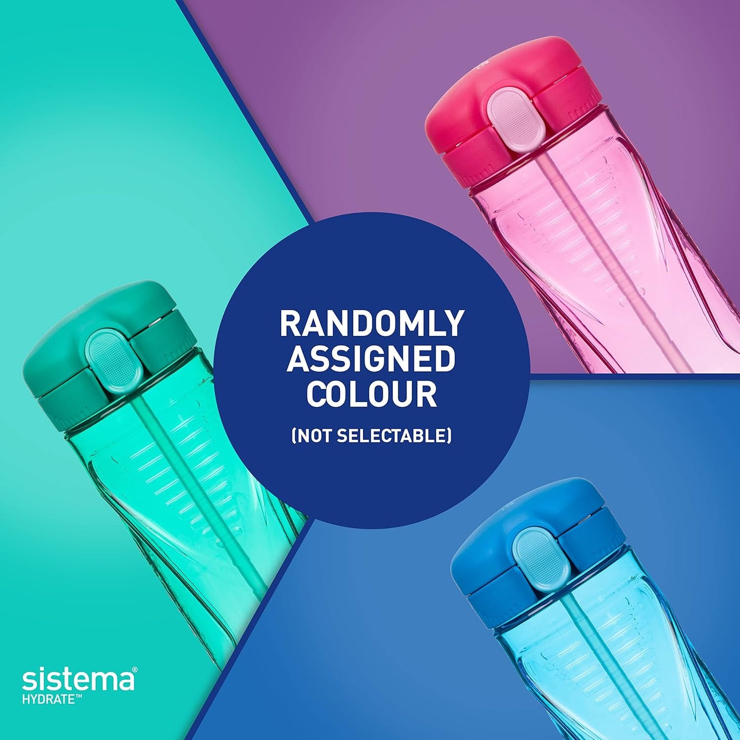 Sistema Hydrate Quick Flip Water Bottle | 520 ml | BPA Free Water Bottle with Straw | Recyclable with TerraCycle®| Assorted Colours