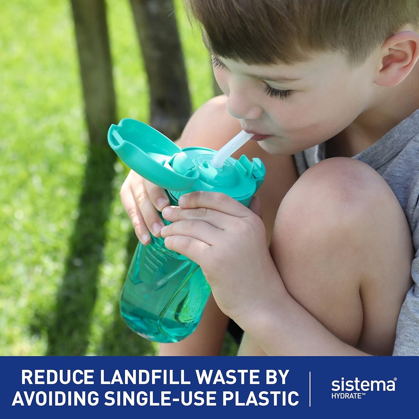Sistema Hydrate Quick Flip Water Bottle | 520 ml | BPA Free Water Bottle with Straw | Recyclable with TerraCycle®| Assorted Colours