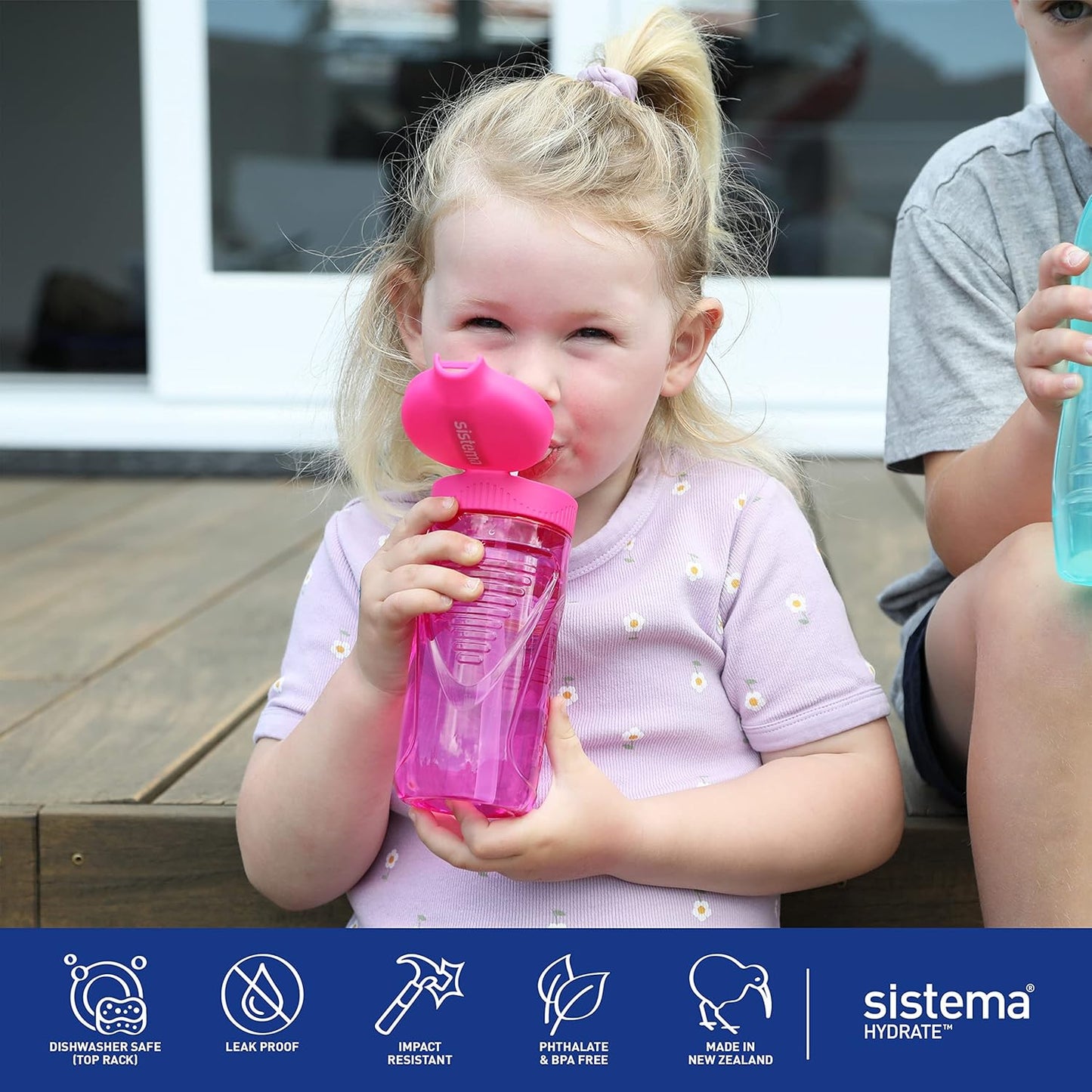 Sistema Hydrate Quick Flip Water Bottle | 520 ml | BPA Free Water Bottle with Straw | Recyclable with TerraCycle®| Assorted Colours