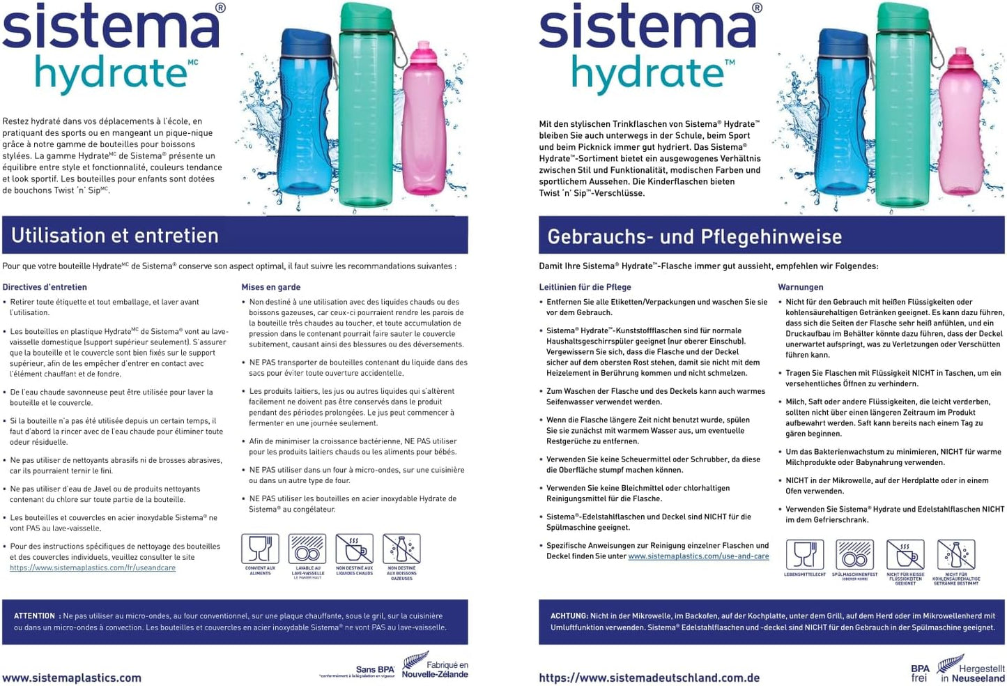 Sistema Twist 'n' Sip Squeeze Kids Water Bottle, Leakproof Water Bottle, 330 ml, BPA-Free, Assorted Colours