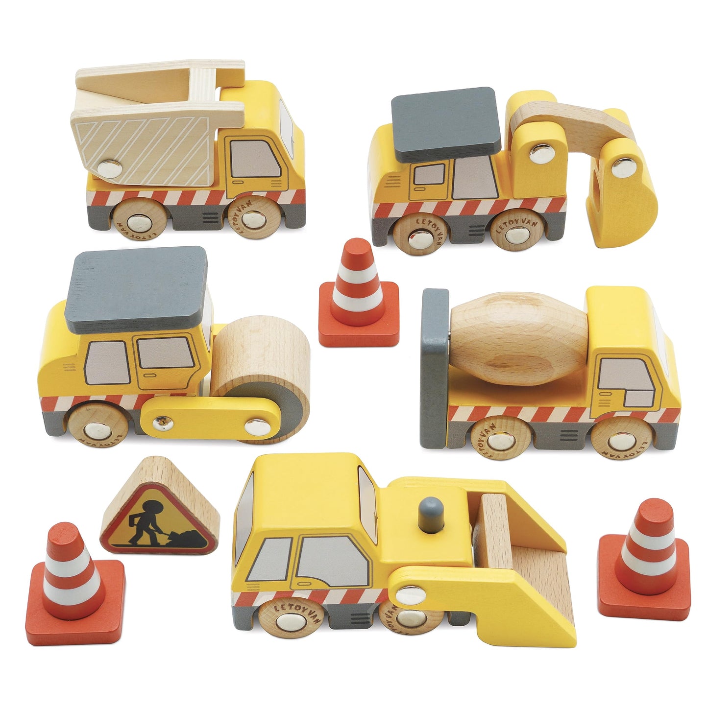 Le Toy Van Construction Toy Cars Trucks & Diggers 7 Pieces