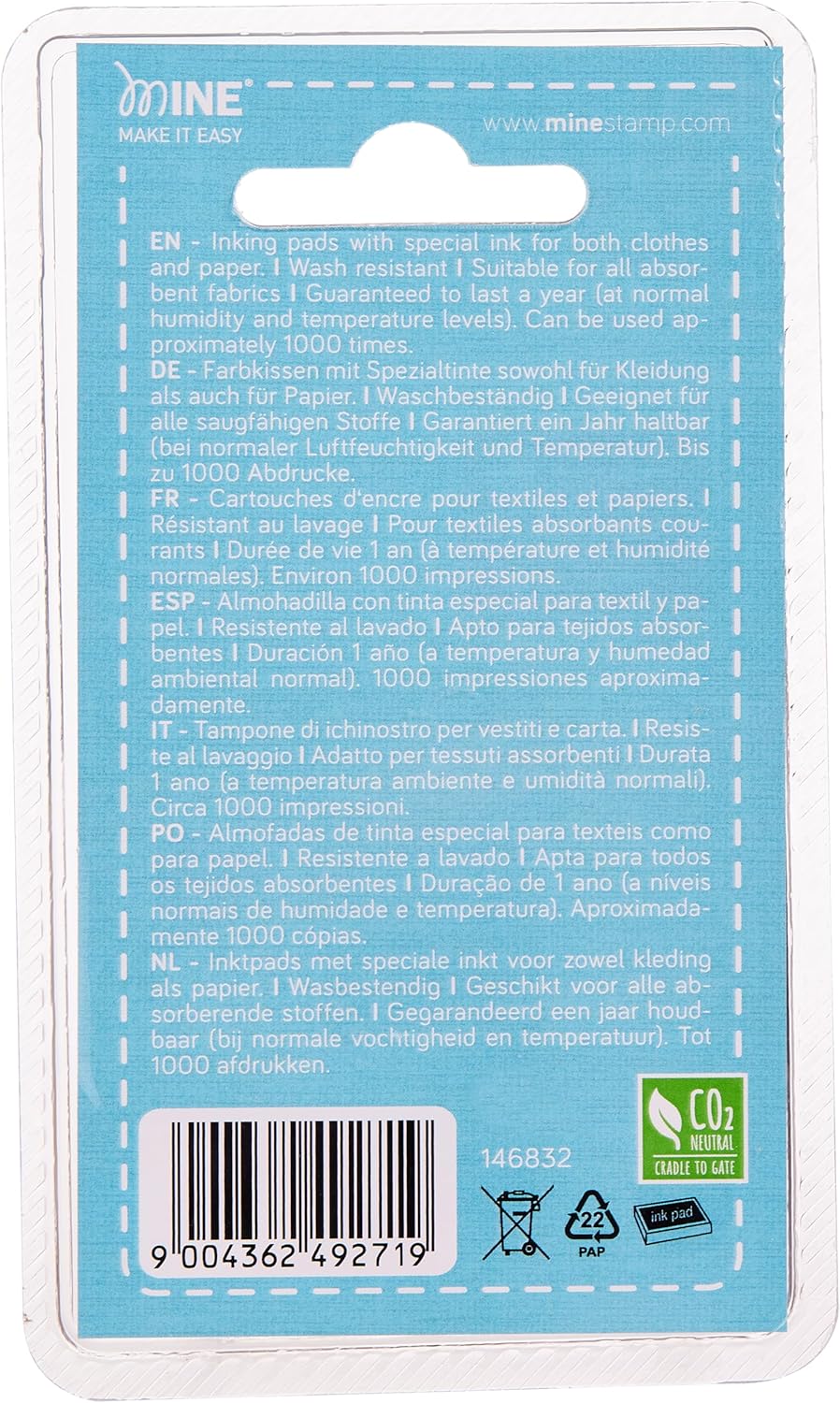 Mine Stamp Ink Pads - Refillable, Non-Toxic Ink, Quick-Drying, Long-Lasting, Compatible with Stamps, Eco-Friendly