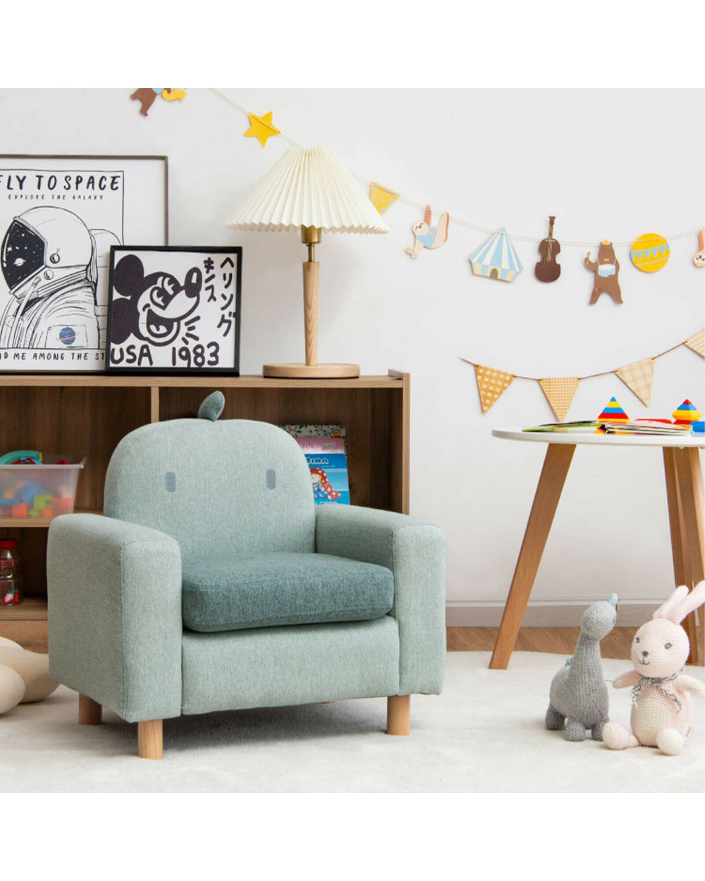 Cost Way Kids Sofa with Armrest & Thick Cushion Green